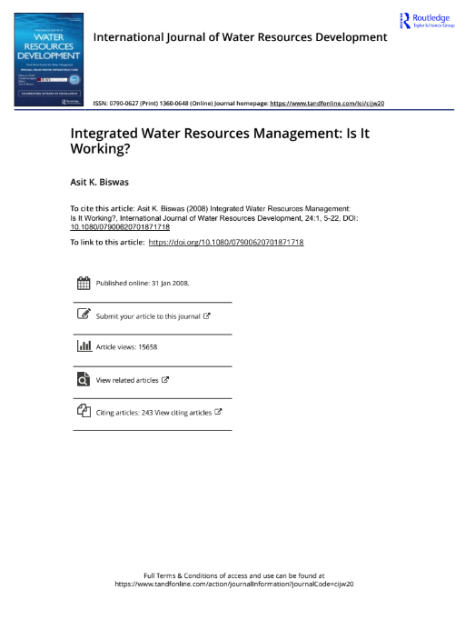 Integrated Water Resources Management: Is It Working?