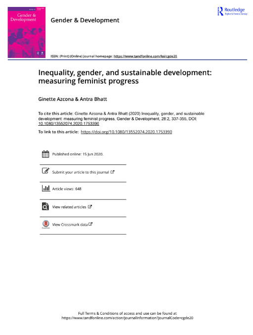 Inequality, gender, and sustainable development: measuring feminist progress