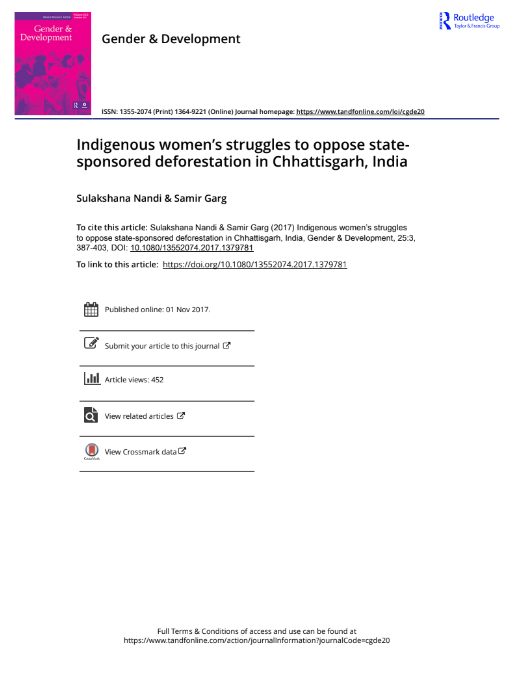 Indigenous women’s struggles to oppose state sponsored deforestation in Chhattisgarh, India
